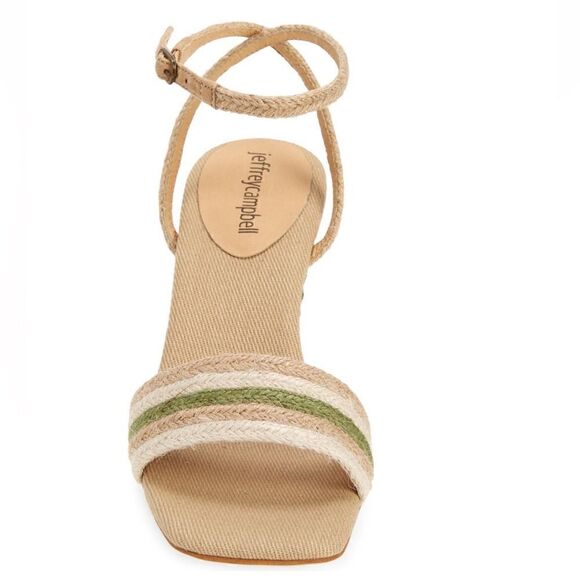 Jeffery Campbell Women's Sailboat Wedge Jute Sandals, Tan/Green, Size 9, NWT - Picture 9 of 13